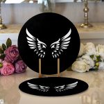 - Supla2li-5440-Gorsel1 - Realhomes Realhomes Siyah Zemin İçinde Görünen Beyaz Kanatlar Modern 2'li Yuvarlak Servis Altlığı - Supla Realhomes