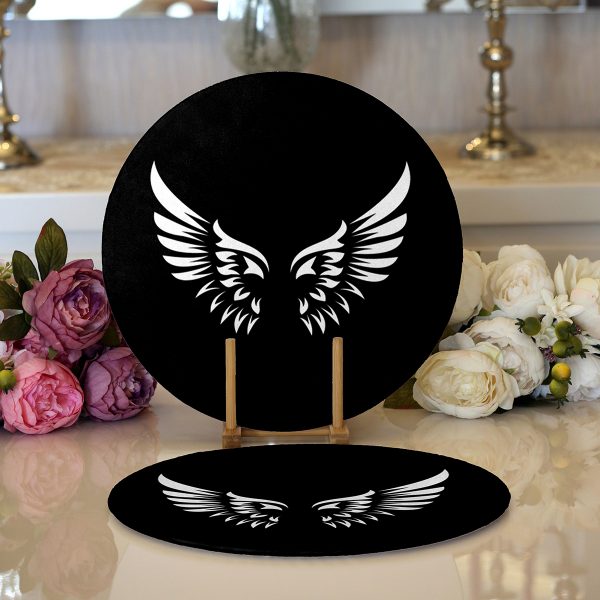 - Supla2li-5440-Gorsel1 - Realhomes  Realhomes Altın Varaklı Mavi Zeminli Modern 2'li Yuvarlak Servis Altlığı - Supla Realhomes