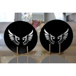 - Supla2li-5440-Gorsel2 - Realhomes Realhomes Siyah Zemin İçinde Görünen Beyaz Kanatlar Modern 2'li Yuvarlak Servis Altlığı - Supla Realhomes