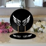 - Supla2li-5440-Gorsel3 - Realhomes Realhomes Siyah Zemin İçinde Görünen Beyaz Kanatlar Modern 2'li Yuvarlak Servis Altlığı - Supla Realhomes