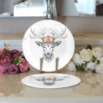 - Supla2li-5441-Gorsel3 - Realhomes Realhomes Beyaz Zeminde Alageyik Motifli Modern 2'li Yuvarlak Servis Altlığı - Supla Realhomes