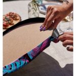 Realhomes Siyah Zeminli Tropik Yapraklı Özel Tasarım Modern 2'li Yuvarlak Servis Altlığı - Supla Realhomes