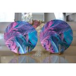 - Supla2li-5523-Gorsel2 - Realhomes Realhomes Tropik Yapraklı Özel Tasarım Dijital Baskılı Modern 2'li Yuvarlak Servis Altlığı - Supla Realhomes