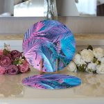 - Supla2li-5523-Gorsel3 - Realhomes Realhomes Tropik Yapraklı Özel Tasarım Dijital Baskılı Modern 2'li Yuvarlak Servis Altlığı - Supla Realhomes