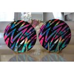 - Supla2li-5525-Gorsel2 - Realhomes Realhomes Siyah Zemin Üzerinde Neon Zigzag Desenli Modern 2'li Yuvarlak Servis Altlığı - Supla Realhomes