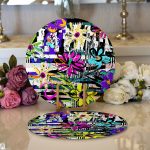 Realhomes Siyah Beyaz Temalı Çiçek Motifli Modern 2'li Yuvarlak Servis Altlığı - Supla Realhomes