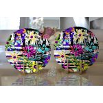 Realhomes Siyah Beyaz Temalı Çiçek Motifli Modern 2'li Yuvarlak Servis Altlığı - Supla Realhomes