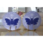 - Supla2li-5747-Gorsel2 - Realhomes Realhomes Karolina Mavisi Zeminli Sonsuz Kelebek Desenli Modern 2'li Yuvarlak Servis Altlığı - Supla Realhomes