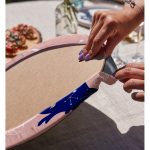 Realhomes Bej Pembe Zeminde Mavi Baykuş Motifli Modern 2'li Yuvarlak Servis Altlığı - Supla Realhomes