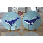 - Supla2li-5750-Gorsel2 - Realhomes Realhomes Buz Mavisi Zeminli Balina Desenli Modern 2'li Yuvarlak Servis Altlığı - Supla Realhomes