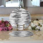 - Supla2li-5764-Gorsel3 - Realhomes Realhomes Siyah Beyaz Modern Çizgili 2'li Yuvarlak Servis Altlığı - Supla Realhomes