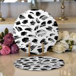 Realhomes Beyaz Zeminde Anlamsız Çizgiler Motifli Modern 2'li Yuvarlak Servis Altlığı - Supla Realhomes