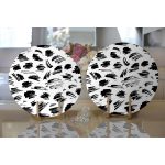 Realhomes Beyaz Zeminde Anlamsız Çizgiler Motifli Modern 2'li Yuvarlak Servis Altlığı - Supla Realhomes