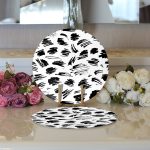 Realhomes Beyaz Zeminde Anlamsız Çizgiler Motifli Modern 2'li Yuvarlak Servis Altlığı - Supla Realhomes