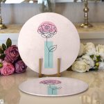 - Supla2li-5776-Gorsel1 - Realhomes  Realhomes Pembe Zeminde Gül Motifli Bohemian Modern 2'li Yuvarlak Servis Altlığı - Supla Realhomes