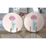 - Supla2li-5776-Gorsel2 - Realhomes  Realhomes Pembe Zeminde Gül Motifli Bohemian Modern 2'li Yuvarlak Servis Altlığı - Supla Realhomes