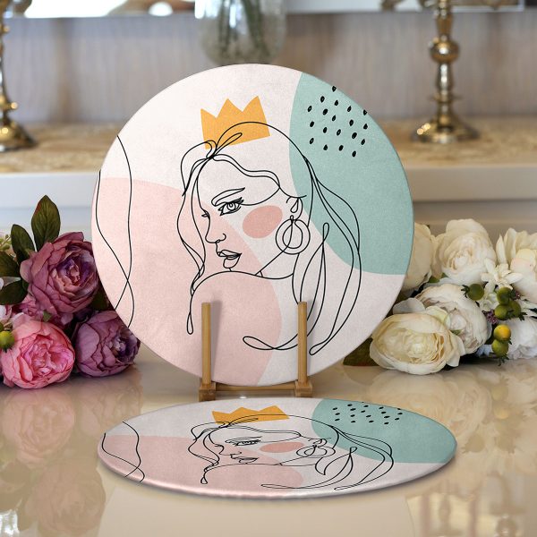 Realhomes Beyaz Zemin Üzerinde Yeşil Yaprak Desenli 2'li Yuvarlak Servis Altlığı - Supla Realhomes