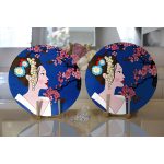 Realhomes Çiçek Motifli Japon Kız Desenli Modern 2'li Yuvarlak Servis Altlığı - Supla Realhomes