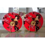 - Supla2li-5796-Gorsel2 - Realhomes Realhomes Çiçek Desenli Yelpazeli Japon Kız Motifli Modern 2'li Yuvarlak Servis Altlığı - Supla Realhomes