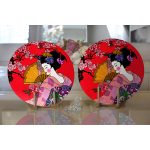 - Supla2li-5797-Gorsel2 - Realhomes Realhomes Çiçek Desenli Yelpazeli Japon Kız Motifli Modern 2'li Yuvarlak Servis Altlığı - Supla Realhomes