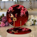 - Supla2li-5799-Gorsel1 - Realhomes Realhomes Çiçek Desenli Yelpazeli Japon Kız Motifli Modern 2'li Yuvarlak Servis Altlığı - Supla Realhomes