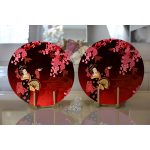 - Supla2li-5799-Gorsel2 - Realhomes Realhomes Çiçek Desenli Yelpazeli Japon Kız Motifli Modern 2'li Yuvarlak Servis Altlığı - Supla Realhomes