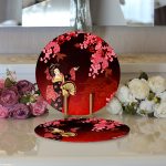 - Supla2li-5799-Gorsel3 - Realhomes Realhomes Çiçek Desenli Yelpazeli Japon Kız Motifli Modern 2'li Yuvarlak Servis Altlığı - Supla Realhomes