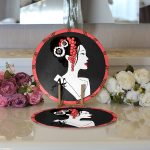 Realhomes Geometrik Ogea Zeminli Çiçek Saçlı Japon Kadın Motifli Modern 2'li Yuvarlak Servis Altlığı - Supla Realhomes