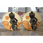 Realhomes Başında Vazo Taşıyan Etnik Afrika Desenli Modern 2'li Yuvarlak Servis Altlığı - Supla Realhomes