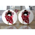 - Supla2li-5814-Gorsel2 - Realhomes Realhomes Kırmızı Yelpazeli Şaman Japon Kadın Dijital Baskılı Modern 2'li Yuvarlak Servis Altlığı - Supla Realhomes