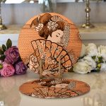 - Supla2li-5817-Gorsel1 - Realhomes Realhomes Koyu Buğday Zeminli Masum Şaman Kadın Modern 2'li Yuvarlak Servis Altlığı - Supla Realhomes