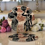 Realhomes Etnik Desen Zeminli Afrika Kadın Motifli Modern 2'li Yuvarlak Servis Altlığı - Supla Realhomes