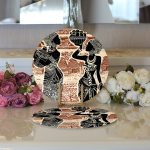 Realhomes Etnik Desen Zeminli Afrika Kadın Motifli Modern 2'li Yuvarlak Servis Altlığı - Supla Realhomes