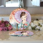 - Supla2li-5833-Gorsel3 - Realhomes Realhomes Şemsiyeli Japon Kız Motifli Modern 2'li Yuvarlak Servis Altlığı - Supla Realhomes