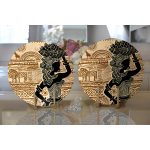 - Supla2li-5836-Gorsel2 - Realhomes  Realhomes Etnik Desen Zeminli Afrika Kadın Motifli Modern 2'li Yuvarlak Servis Altlığı - Supla Realhomes