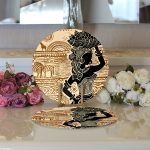 - Supla2li-5836-Gorsel3 - Realhomes  Realhomes Etnik Desen Zeminli Afrika Kadın Motifli Modern 2'li Yuvarlak Servis Altlığı - Supla Realhomes