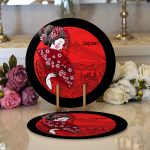 - Supla2li-5838-Gorsel1 - Realhomes Realhomes Kırmızı Yelpazeli Şaman Japan Kadın Modern 2'li Yuvarlak Servis Altlığı - Supla Realhomes