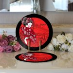 - Supla2li-5838-Gorsel3 - Realhomes Realhomes Kırmızı Yelpazeli Şaman Japan Kadın Modern 2'li Yuvarlak Servis Altlığı - Supla Realhomes