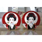 Realhomes Suşi Yiyen Japon Kız Motifli Modern 2'li Yuvarlak Servis Altlığı - Supla Realhomes