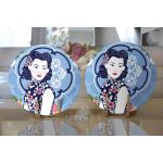 - Supla2li-5847-Gorsel2 - Realhomes Realhomes Çiçek Detaylı Modern Kadın Motifli 2'li Yuvarlak Servis Altlığı - Supla Realhomes