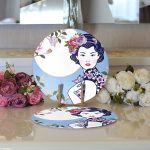 - Supla2li-5848-Gorsel3 - Realhomes Realhomes Çiçek Detaylı Modern Kadın Motifli 2'li Yuvarlak Servis Altlığı - Supla Realhomes