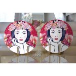 - Supla2li-5853-Gorsel2 - Realhomes Realhomes Çiçek Taçlı Japon Kadın Figürlü Modern 2'li Yuvarlak Servis Altlığı - Supla Realhomes