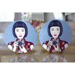 - Supla2li-5854-Gorsel2 - Realhomes Realhomes Fotoğraf Çeken Japon Kız Motifli Modern 2'li Yuvarlak Servis Altlığı - Supla Realhomes