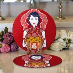 - Supla2li-5857-Gorsel1 - Realhomes Realhomes Meyve Sepetli Japon Kadın Desenli Modern 2'li Yuvarlak Servis Altlığı - Supla Realhomes