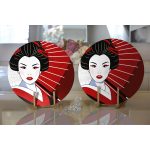 - Supla2li-5863-Gorsel2 - Realhomes Realhomes Kırmızı Temalı Japon Kadın Motifli Modern 2'li Yuvarlak Servis Altlığı - Supla Realhomes