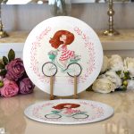 Realhomes Modern Bisiklet Desenli Dijital Baskılı 2'li Yuvarlak Servis Altlığı - Supla Realhomes