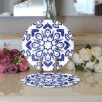 Realhomes Özel Tasarım Dijital Baskılı Modern 2'li Yuvarlak Servis Altlığı - Supla Realhomes