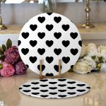 Realhomes Modern Kalp Desenli Dijital Baskılı Kılı 2'li Yuvarlak Servis Altlığı - Supla Realhomes