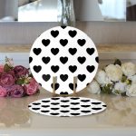 Realhomes Modern Kalp Desenli Dijital Baskılı Kılı 2'li Yuvarlak Servis Altlığı - Supla Realhomes