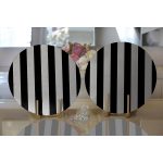 Realhomes Siyah Gri Düz Çizgiler Özel Tasarımlı Modern 2'li Yuvarlak Servis Altlığı - Supla Realhomes